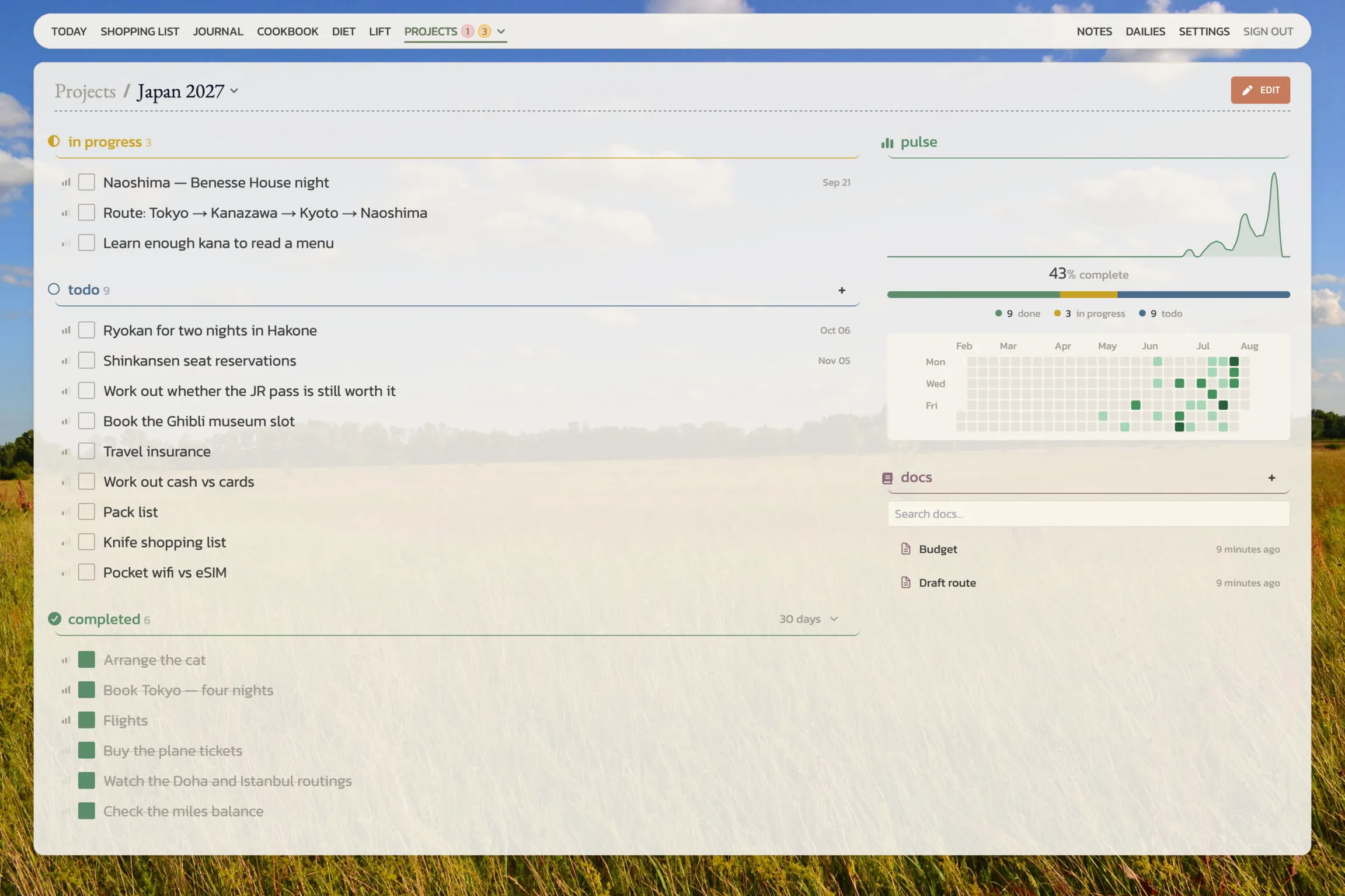 Projects screenshot